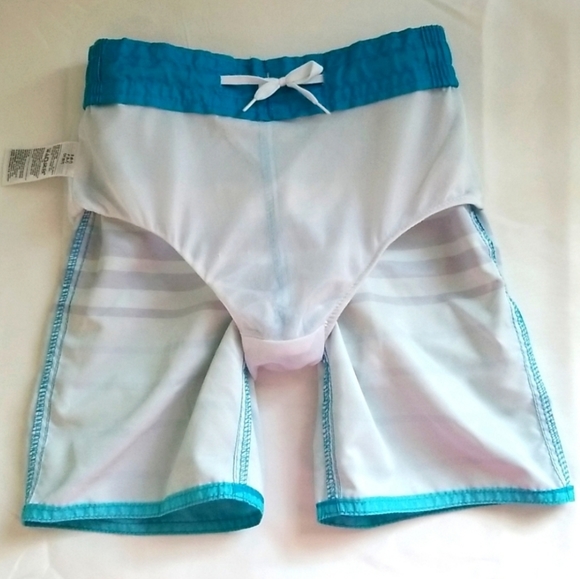 Boy's Swimming Shorts / Boardshorts Blue Striped Print Size Small Boy's (6-7) - Picture 6 of 7
